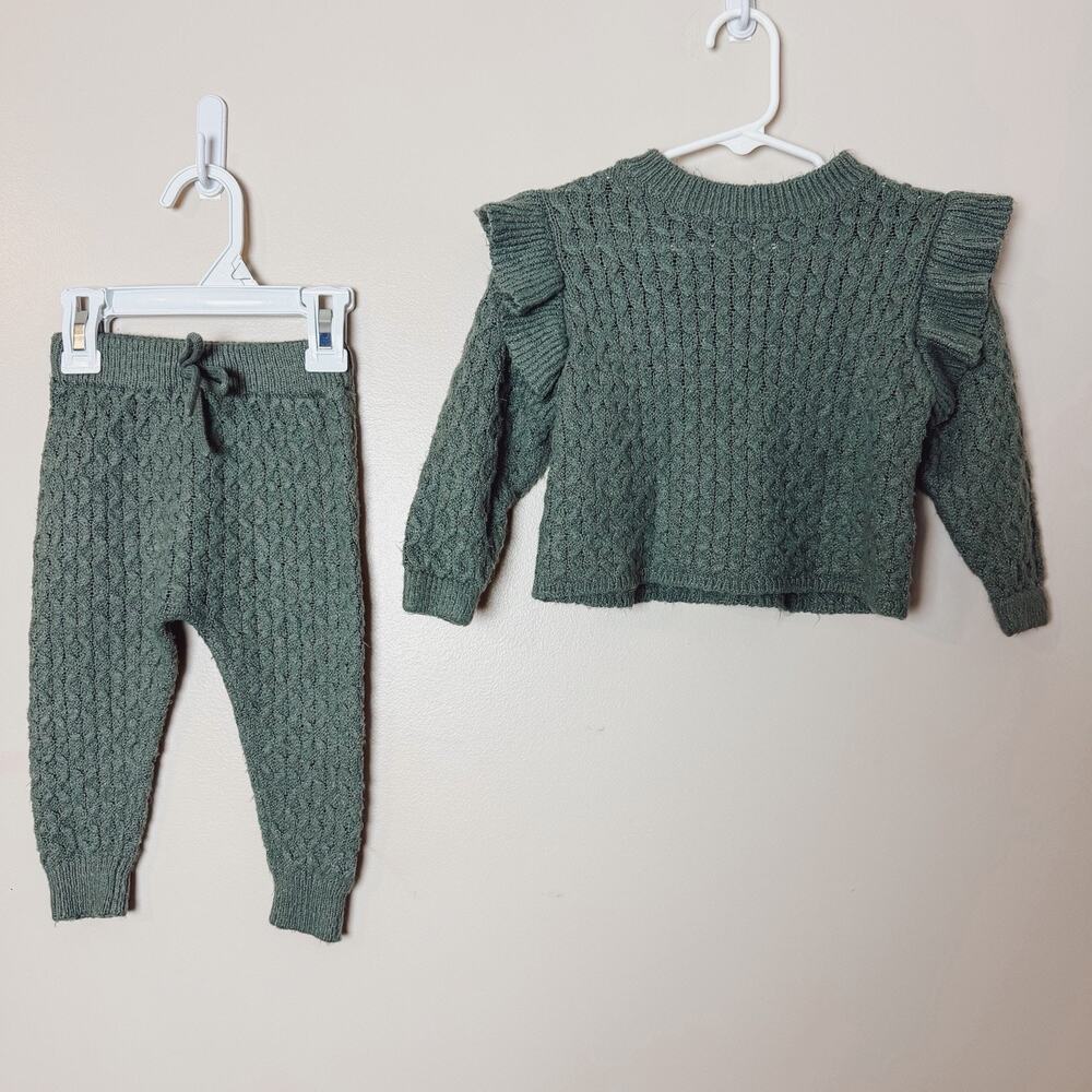 Rylee + Cru Baby Cable Knit Sweater Set 6–12 Months Grey 2 Piece Winter Outfit